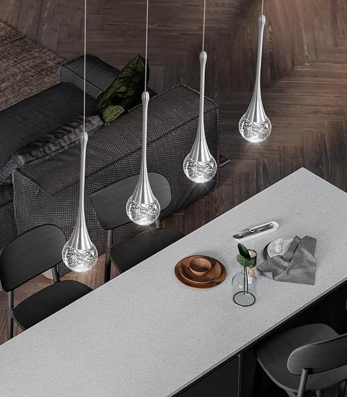 4-Lights Modern Pendant Lights for Kitchen Island LED Dimmable Crystal Glam - Image 4