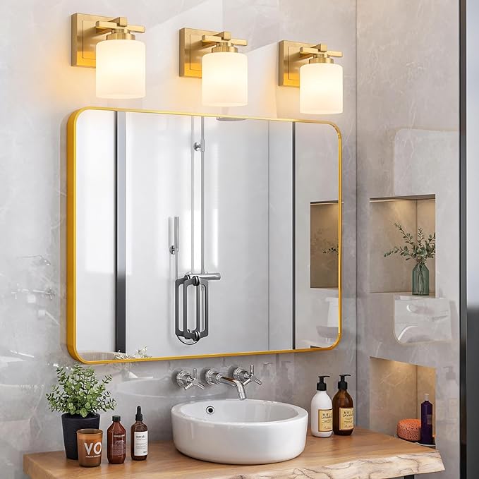 1 Light Modern Bathroom Light Fixtures Over Mirror, Brass Finish Vanity Lights - Image 2