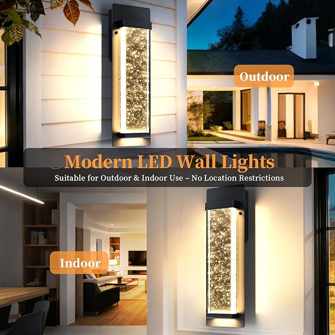 14" Bubble Glass LED Outdoor Wall Sconce Lights Exterior 2-Pack, Waterproof - Image 6