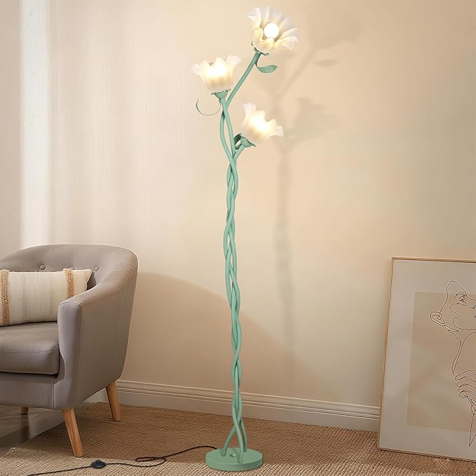 Cute Flower Floor Lamp for Bedroom, 3 Heads LED Tall Standing Lamp by Unknown