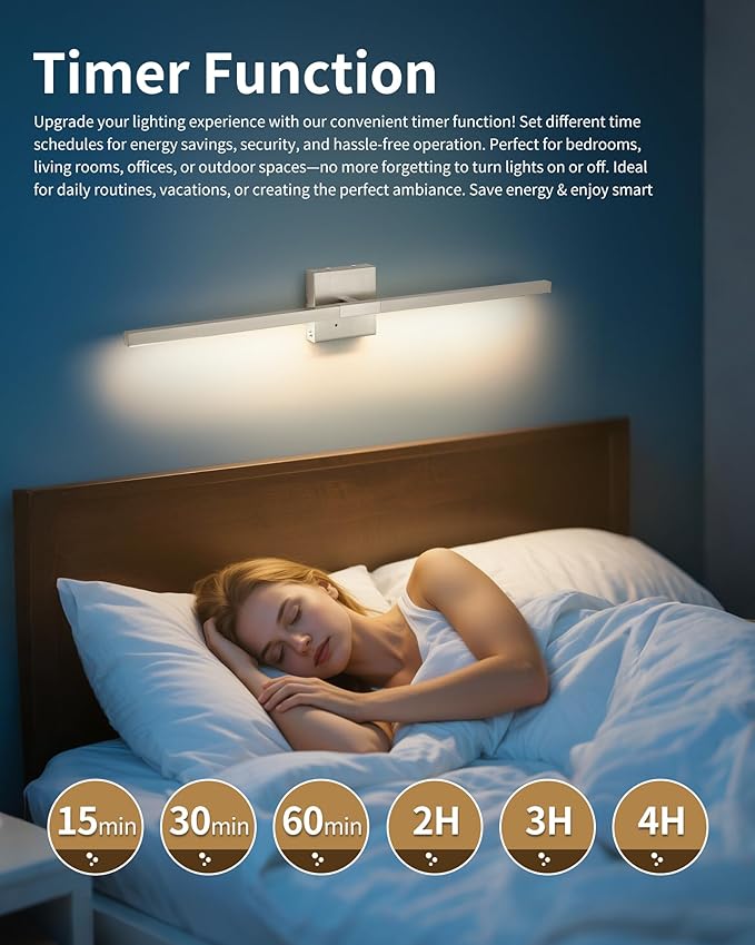 Rechargeable Battery Operated Wall Sconce Set of Two, 24 Inch, 3000K/4500K/6000K - Image 6