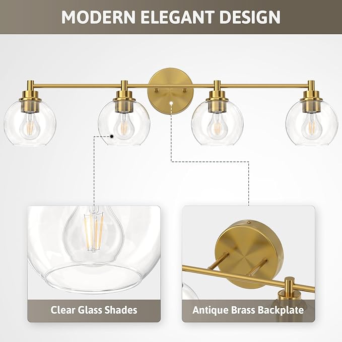VONLUCE Bathroom Light Fixtures, 4-Light Vanity Light - Image 3
