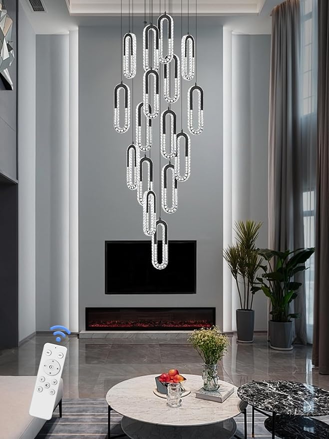 H138 Modern Crystal Chandelier, Luxury Oval Ring LED Pendant Light - Image 7