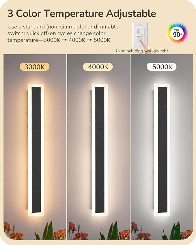 EDISHINE Upgraded 2 Pack 39.4" Modern Outdoor Wall Light Exterior, Led Linear - Image 3