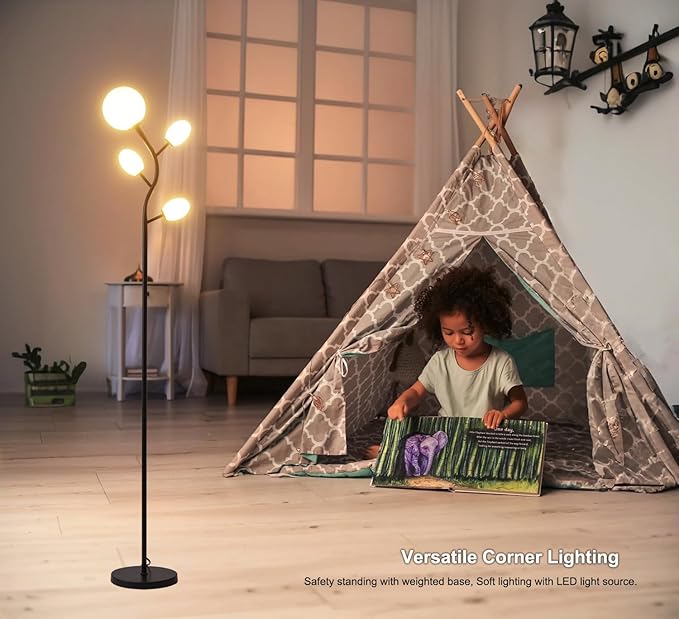 Fiqevs 4 Globe Floor Lamp with 2700K Warm Light LED Bulbs Included, Mid Century - Image 6