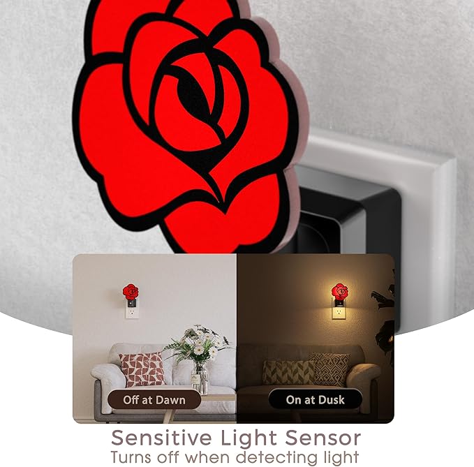 Briignite Flower Night Light 1 Pack, Rose Night Lights Plug into Wall Dimmable - Image 2