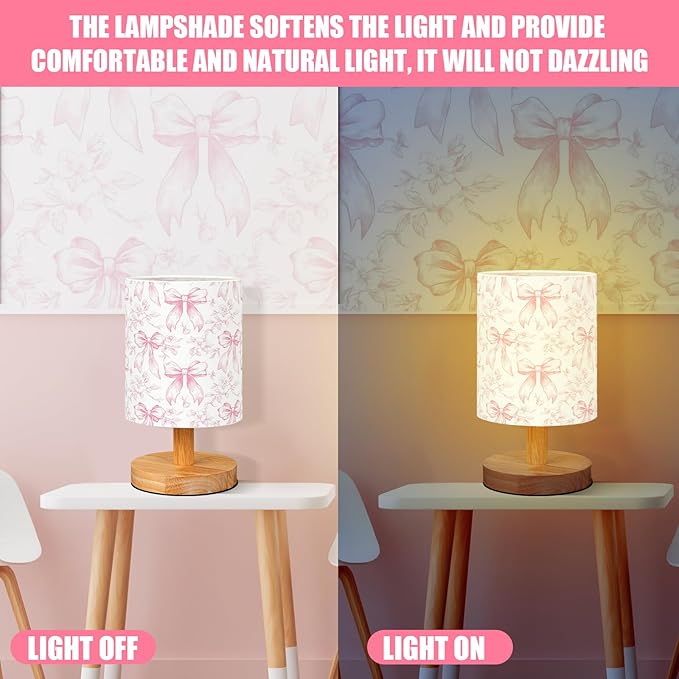 VIHOSE Floral Bow Kids Table Lamp - Image 2