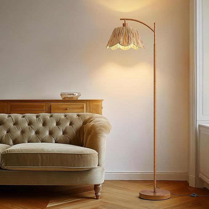Oneach Rattan Floor Lamp for Bedroom, Boho Floor Lamp - Image 2