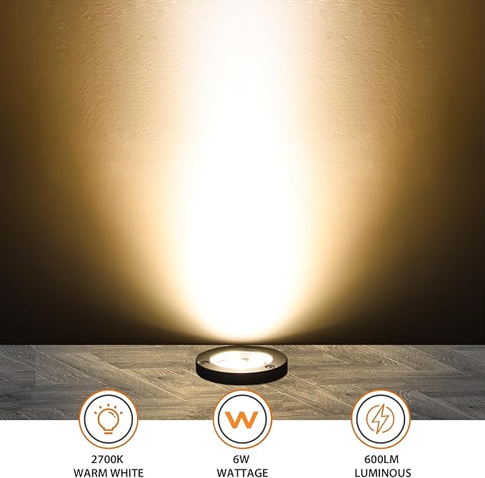 6W Well Lights Outdoor, 110V 120V Landscaping Lights IP68 Waterproof 2700k Warm - Image 6