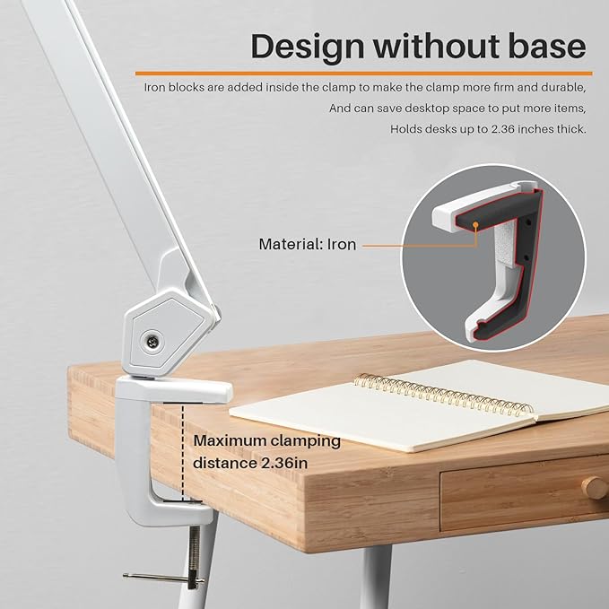 LED Architect Desk Lamp with Clamp, Metal Swing Arm 4500 Lumens Dimming Office - Image 4