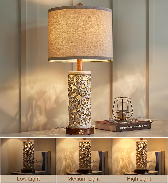 OYEARS 3-Way Dimmable 22'' USB A+C Touch Control Table Lamp - Image 7