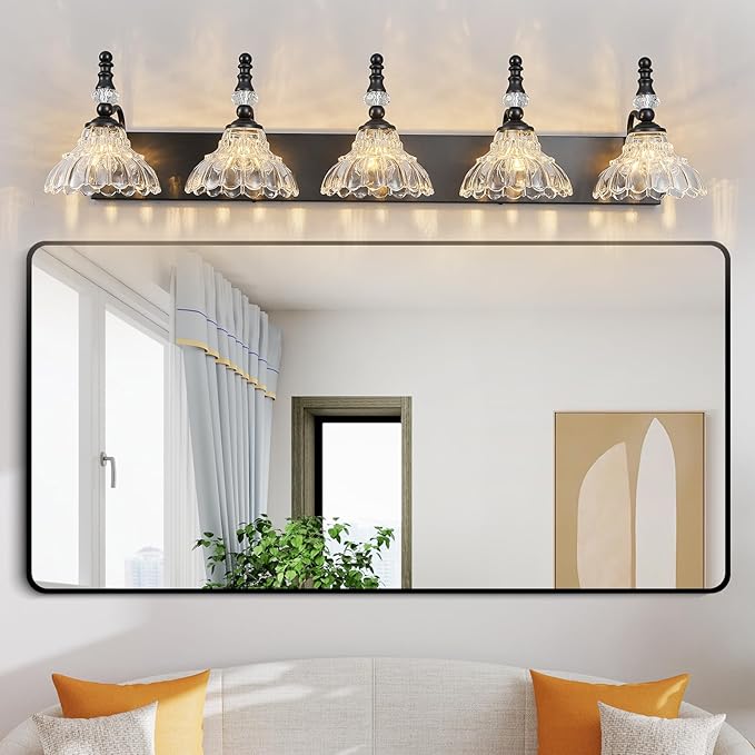 Vintage Bathroom Vanity Light, 5-Light Black Vanity Lighting Fixture - Image 7