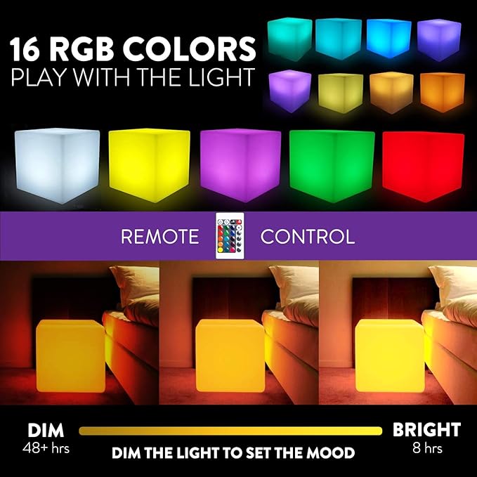 Mr.Go 12-inch Rechargeable Magic LED Light Cube Stool - Image 6