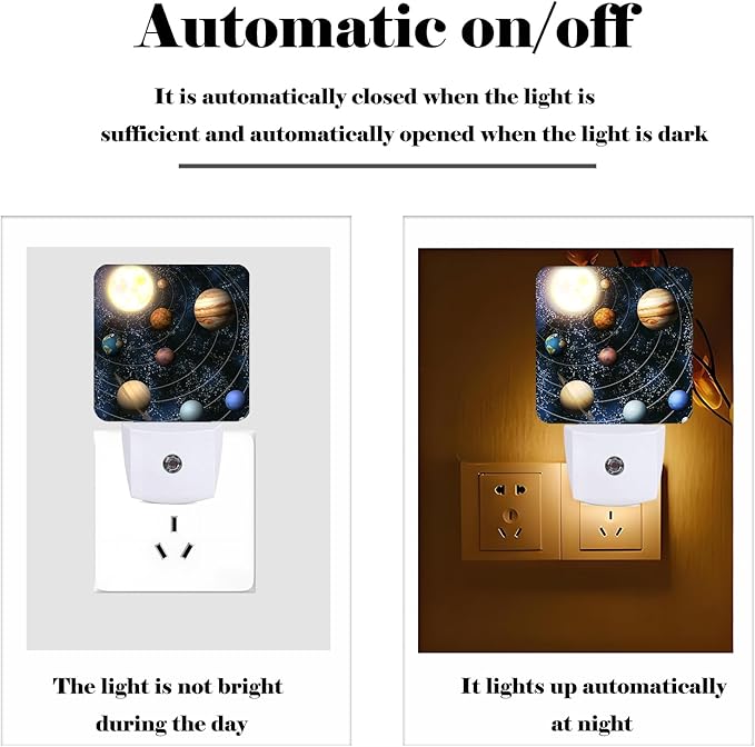 Solar System Planets Night Light, Plug-in Nightlights Auto Sensor Night Lamp - Image 3