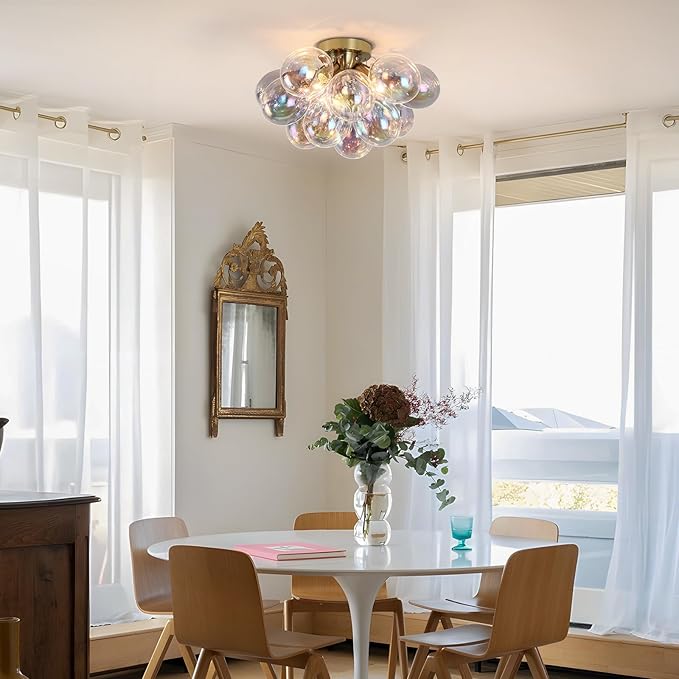 GoYeel Semi Flush Mount Ceiling Light Gold, Colorful Bubble Light Fixture - Image 6