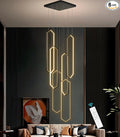 6-Rings Chandelier Modern, Dimmable Flush Mount High Ceiling Chandeliers by Dolria
