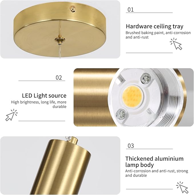 2 Pack Modern Kitchen Island Hanging Light, Bubble Acrylic, 3 Color Temperatures - Image 4