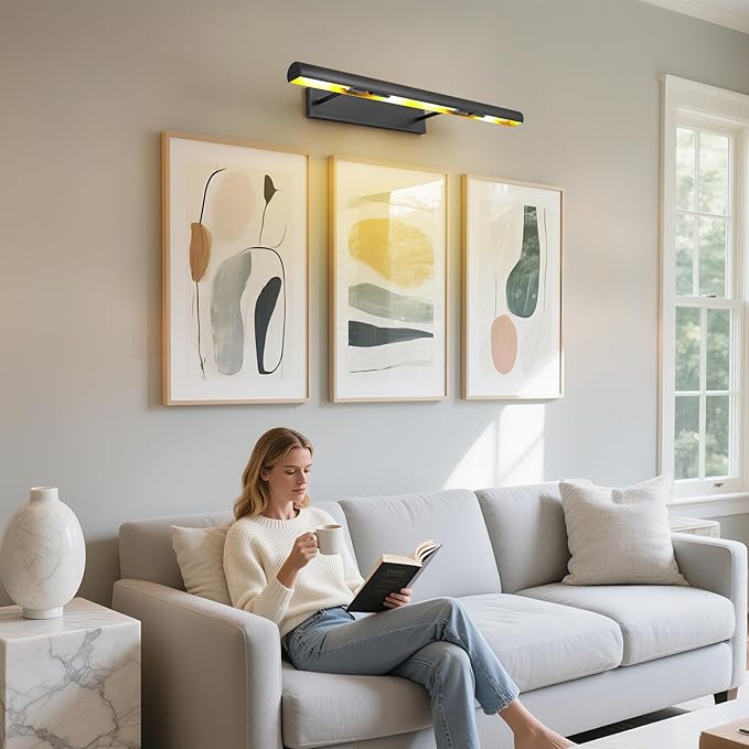 Matte Black Picture Lights for Wall, 4-Light Bronze Art Light, Dimmable Gallery - Image 2