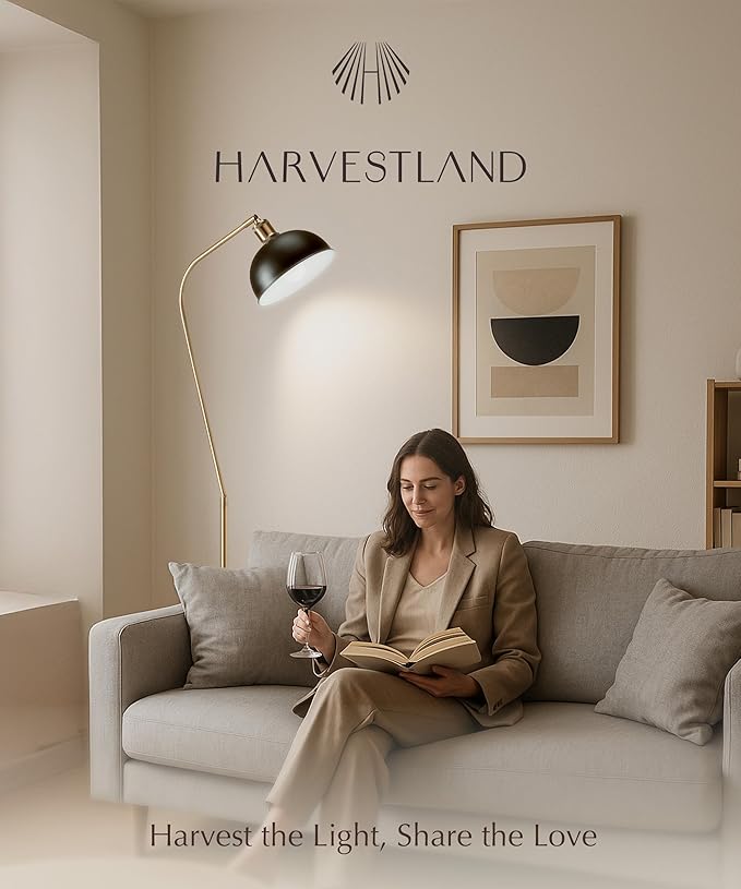 HarvestLand Halo Brass Floor Reading Lamp – Standing Reading Lamps - Image 6