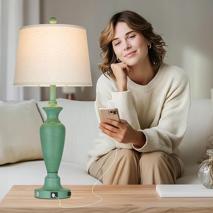 30" Tall Metal Table Lamps Set of 2, Touch Control Bedside Lamps - Image 5