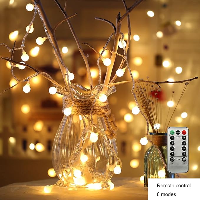 ZIMINGU LED Ball String Lights, 19.6FT 40LEDs Globe Waterproof Fairy String - Image 5