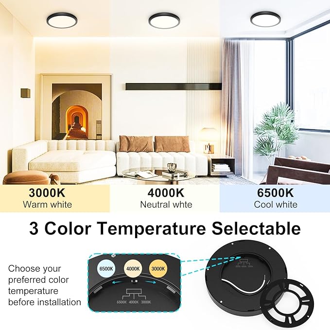 libtit 6Pack 7 inch Flush Mount Ceiling Light - 15W 1500Lm Surface Mount LED - Image 2
