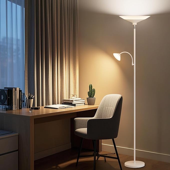 Upgraded 2-Light Torchiere Floor Lamp - 34W Color Changing Standing Lamp - Image 7