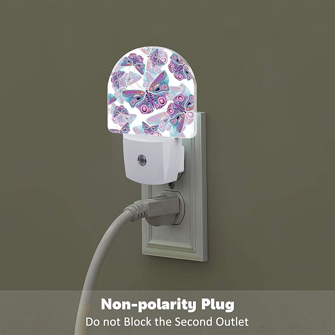 Colorful Butterflies Night Light Plug into Wall, Retro Watercolor Butterfly - Image 4