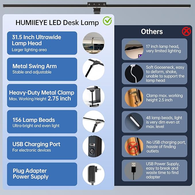 LED Desk Lamp for Home Office, 24W Eye-Caring Reading Light - Image 5