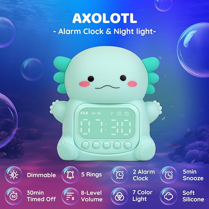 Axolotl Alarm Clock with Night Light - Image 2