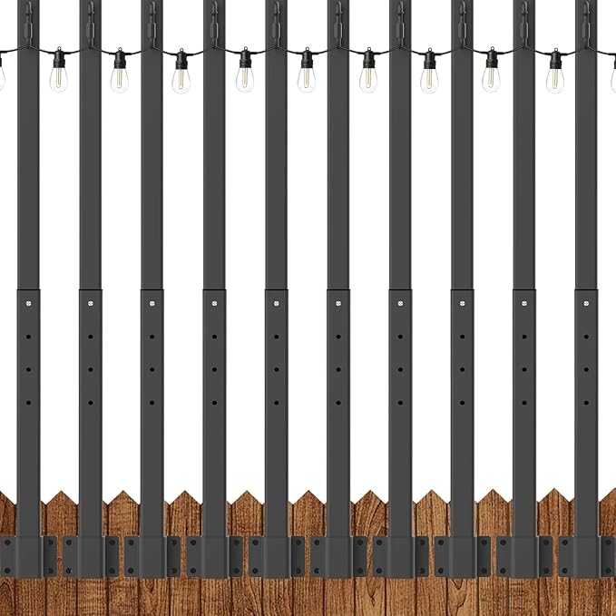 10 Pack String Light Poles, 2.8Ft Metal Poles by NUERPO