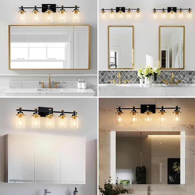 5-Lights Bathroom Light Fixtures, Brushed Gold Bathroom Light Fixtures - Image 7