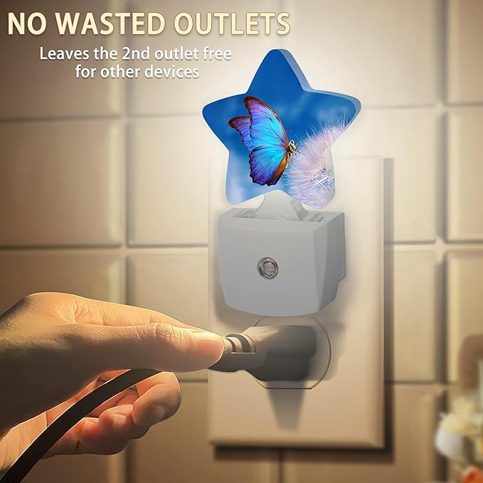 Blue Butterfly Dandelion Night Lights Plug into Wall - Image 2