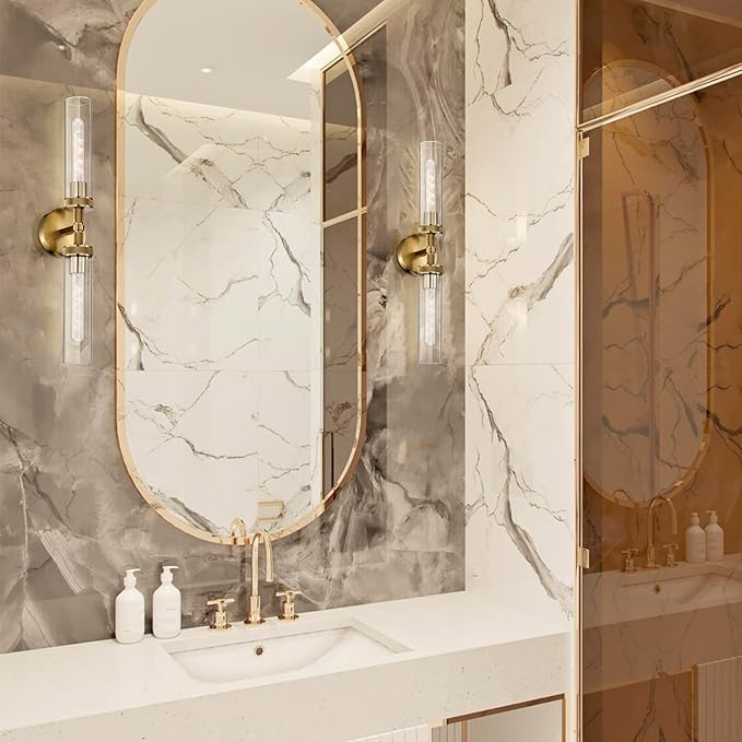 LaLuLa 2-Pack Bathroom Vanity Light Fixtures – Modern 2-Light Gold Wall Sconces - Image 2
