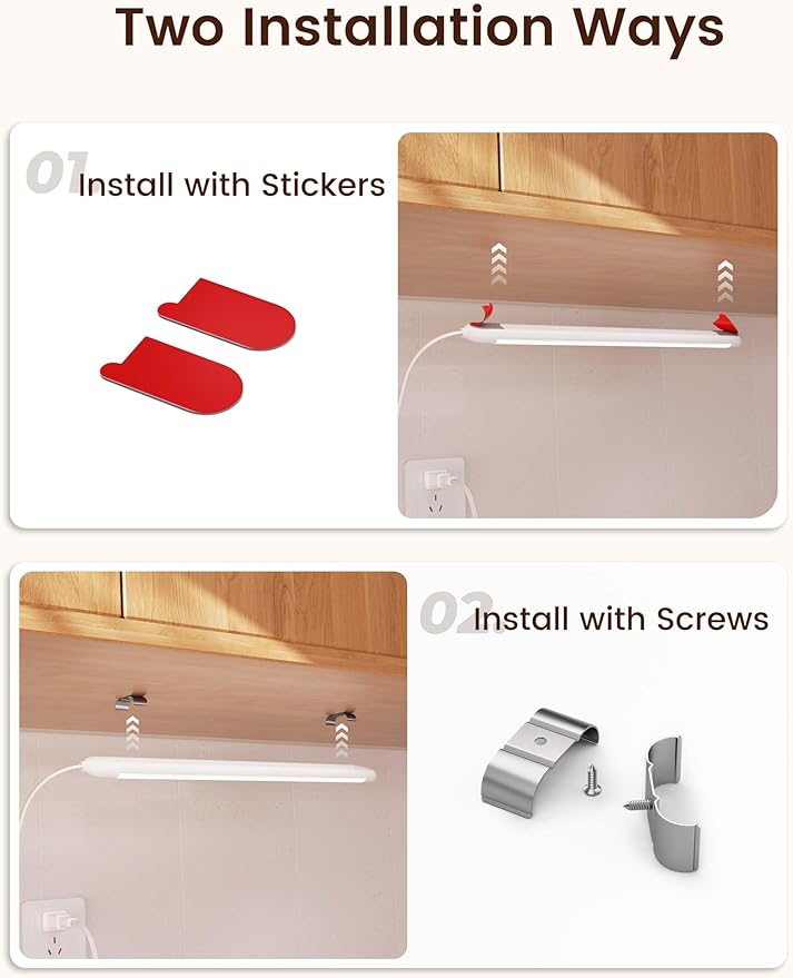 2 Pack Hand Wave Under Cabinet Lights, 16 Inch Plug in Dimmable Kitchen Counter - Image 6