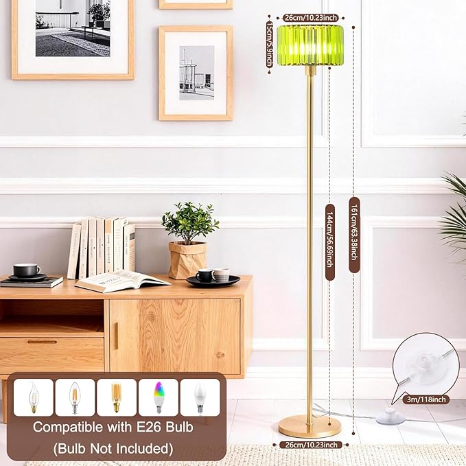 Gold Floor Lamp for Living Room, Vintage Standing Lamp, Mid Century Tall Lamp - Image 5