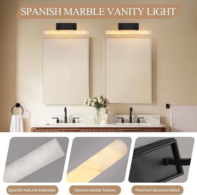 Alabaster Picture Lights for Wall, 20in Spanish Marble Picture Light Hardwired - Image 5