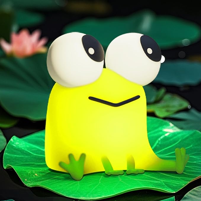 Cute Frog Night Light, LED Silicone Squishy Novelty Animal Lamp, 3 Levels by FAMIDUO-BrightenYourLife