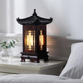Traditional Korean Wood Lamp | Handmade Asian Oriental Table Lantern | Bedside by AntiqueAlive