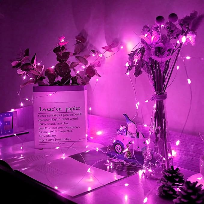 50 Pack Pink Fairy Lights 7Ft 20 LED Twinkle String Lights 3 Modes Battery - Image 5