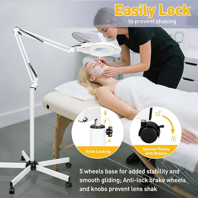 10X Magnifying Glass with Light and Stand, 2200 Lumens Dimmable Magnifying - Image 3