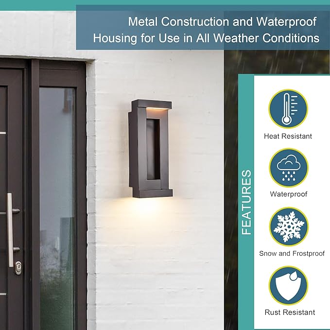 Modern Outdoor LED Wall Lights, Bronze Wall Mount Fixture - Image 7