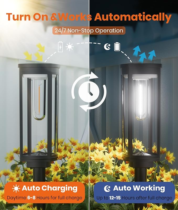Solar Pathway Lights Outdoor Powered Waterproof 8 Pack Upgraded Solar Walkway - Image 4