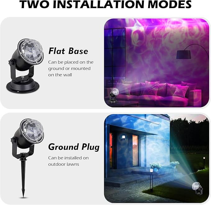 Hekation Christmas Halloween Outdoor Projector Lights, 15 Colors Water Wave - Image 2