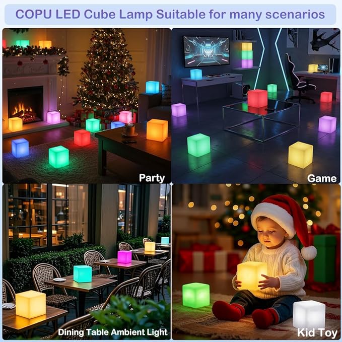 6 inch Rechargeable LED Cube Light, 16 Colors Changing Tesseract Light Cubes - Image 3