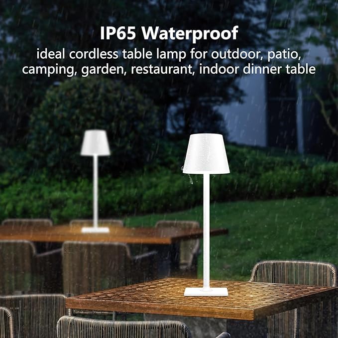 White Cordless Table Lamp Set of 2 - Image 4