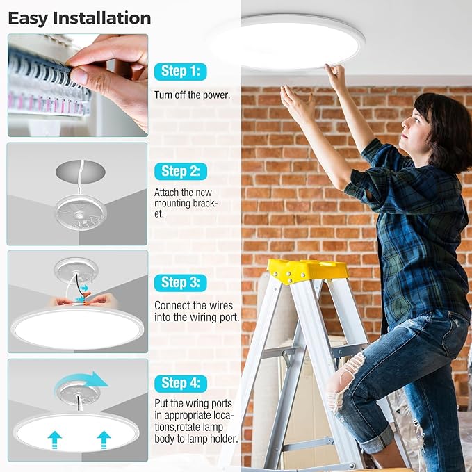 libtit 20 Inch LED Ceiling Light, 4200LM 35W Large & Bright Flush Mount - Image 5