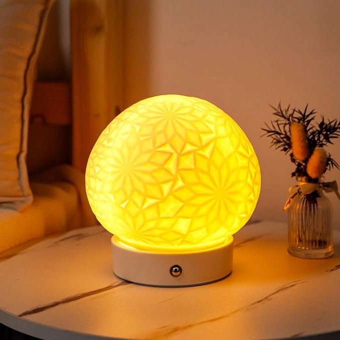 JHY DESIGN Ceramic Spherical Decorative lamp 6.5" H Rechargeable Table Lamp - Image 6