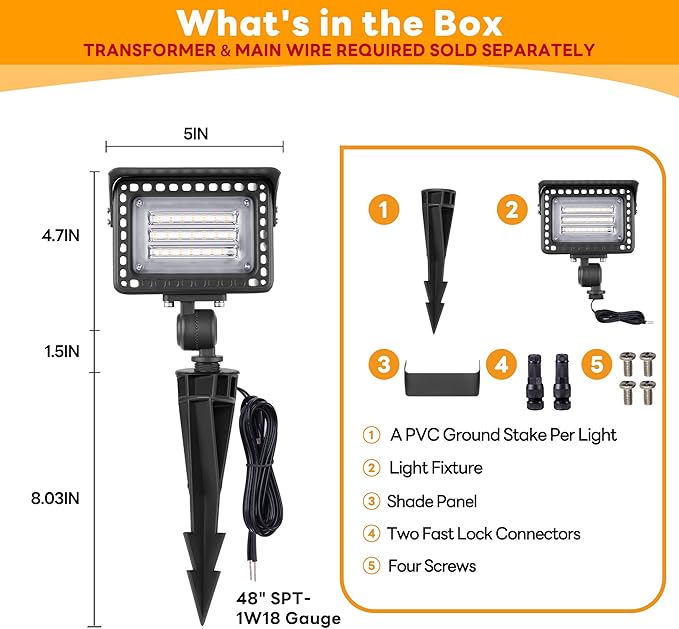 Gardenreet Landscape Wall Wash Lights - 12W 12V LED Outdoor Flood Lights - Image 7