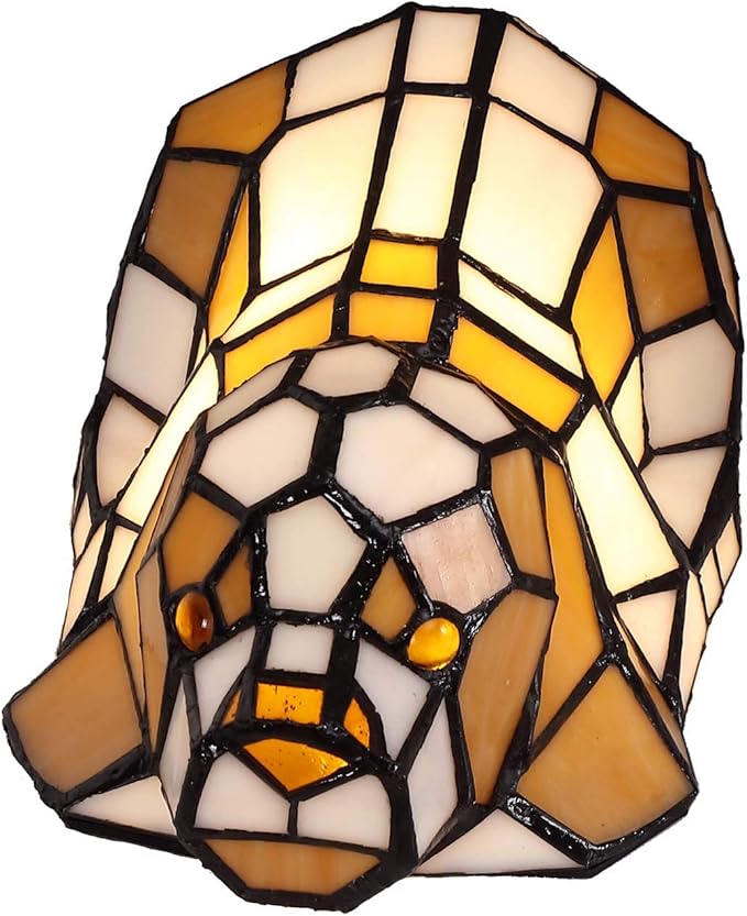 Bieye L10210 Tiffany Style Stained Glass Accent Dog Table Lamp - Image 7